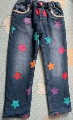 カラフル星柄デニムパンツ 裏起毛 120cm