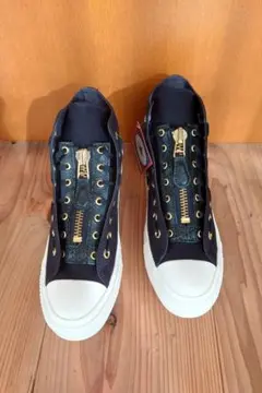 CONVERSE 、ハイカット用 ジッパーユニット 本革（牛革）黒、ゴールド金具