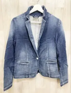 Yanuk デニム風 ジャージーニット テーラード ジャケット S 日本製