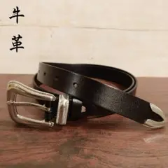 ナロー ウエスタンベルト アメカジ 3ピースバックル BLK LEATHER a