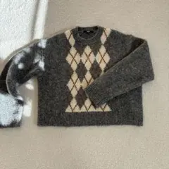 ダイヤモンド柄 ウール混紡セーター Mサイズ グレー ユニクロ