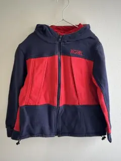 XGIRL フード付きジップアップトレーナー パーカー130cm 赤 紺
