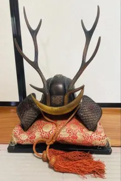 重厚】兜飾り 五月人形 鉄製 獅子 前立て 昭和レトロ アンティーク