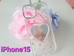 iPhoneケース☆iPhone15 スマホケース☆デコ電ケース☆ミラー鏡付き