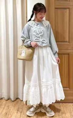 ☆新品☆サマンサモスモス　裾スカラップレースペチスカート