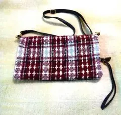 チェック柄リバーシブルショルダーバッグ