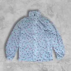 花柄 総柄 シャツ ライトブルー レディース 長袖 フラワープリント レトロ風