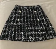 パールボタン付ツイードミニスカート（フリーサイズ）
