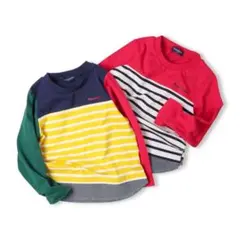 moujonjon ボーダー切替長袖Tシャツ