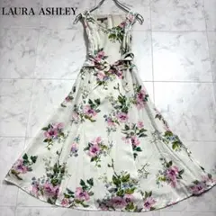 ローラアシュレイ ロングワンピース 花柄 フラワープリント ベルト 9