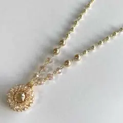 スワロフスキーミニサークルネックレス★シャンパンG