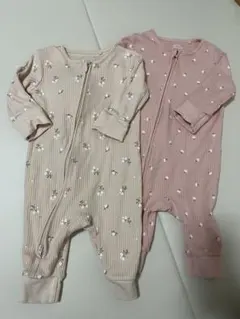 あや様専用　NEXT baby花柄リブ編みロンパース2点セット