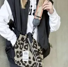 JaVa ジャバコラボ ジャガードテープ２WAY巾着バッグ レオパード ヒョウ柄