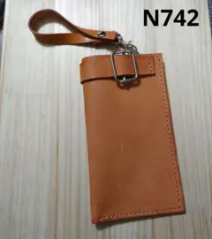 N742★革小物　メガネケース(小物入れ)　ストラップ付