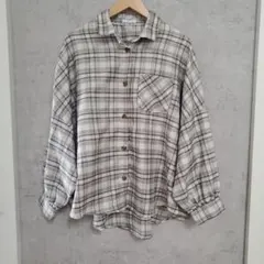 Helm チェック柄 長袖シャツ ベージュ系　Mサイズ