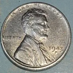 非流通貨幣　1943年リンカーン1C スチール　ミントマーク無　③ 超希少 極少数 1943年 リンカーン スチール1C ミントマーク無