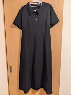 しまむら　LAPOCIA　るなさん　4L　黒　半袖ポロワンピース　ウエスト紐付き