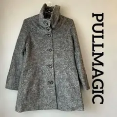 PULLMAGIC グレー モヘアウール ピーコート　毛