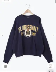 ◎SM2◎ ミニ裏毛カレッジプリント+刺繍スウェット◎ネイビー