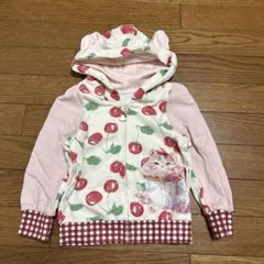 ハンドメイド　ねこみみジップパーカー　90