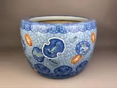 古伊万里大型火鉢▪窯印上瀧窯製▪睡蓮鉢▪鉢カバー▪メダカ金魚鉢 古伊万里大型火鉢▫窯印上瀧窯製▫睡蓮鉢▫鉢カバー▫メダカ金魚鉢