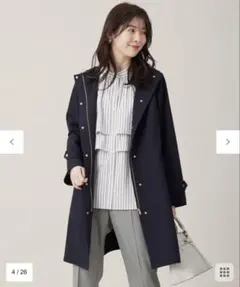 新品⭐︎ネイビー　フーデットロング コート