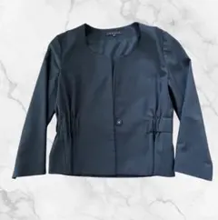 theory ノーカラー ブラックジャケット ウエストギャザー　ブラック