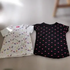 ​【120cm】女の子用半袖Tシャツ 2点セット（アイス柄・ハート柄）