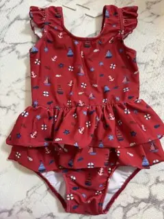 familiar 赤色 フリル付きワンピース水着