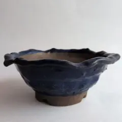 盆栽鉢 7.5号 陶器鉢 植木鉢 瑠璃釉 輪花鉢 多肉植物 アガベ 塊根植物のサムネイル