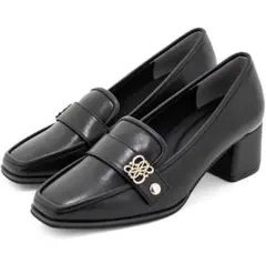 RANDA ローファー 2WAYベルト ヒールアップローファー 黒 ブラック L