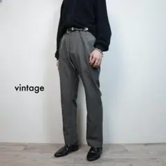 古着 ノータックスラックスパンツ グレー 灰色 シンプル /R180
