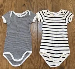 PETITBATEAUストライプ 半袖ボディスーツ 2枚セット12m(74cm)