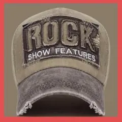 m*i様 ROCK ロゴ刺繍 ベースボールキャップ　メンズ　新品　ヴィンテージ風