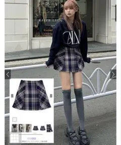 GRL/[tu1429]チェック柄フレアミニスカート