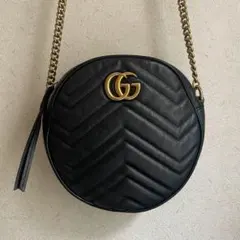 GUCCI グッチ　マーモント　ショルダーバッグ ラウンド　ブラック　黒