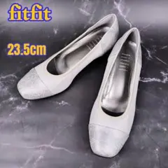 新品❣️ fitfit 撥水バイカラーパンプス グレー シルバー 23.5