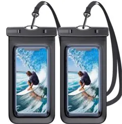 スマホ 防水ケース IPX8完全防水 タッチ可能 ブラック 2個セット