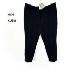 【新品】H&M ブラック センタープレス パンツスラックス XLサイズe754のサムネイル