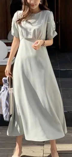 DHOLIC ギャザーパフスリーブワンピース