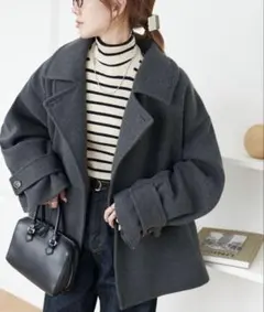 DISCOAT 中空糸スタンドミドルコート　チャコールグレー　ディスコート