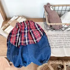 韓国子供服　pattern layered pants 120