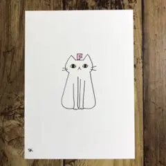 【996】【白猫の絵】オリジナル手描きアナログイラスト原画　自作創作アート作品
