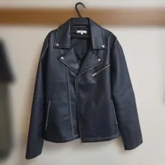 ダブルライダースジャケット ブラック系　 M　合成皮革