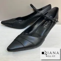 【極美品】DIANA WELL FIT パンプス 25cm EE 6.8cm 黒のサムネイル