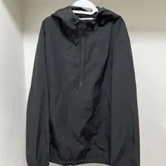 GU ブラック ナイロンジャケット フード付き アノラックパーカー