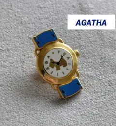 AGATHA アガタ 時計モチーフ ブローチ ピンバッジ ゴールド　レトロ　希少のサムネイル