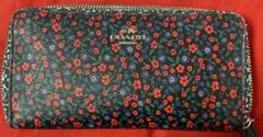 COACH 長財布 ブラック 花柄 中古品
