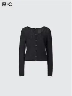 UNIQLO:C レースラウンドネックカーディガン　ブラック
