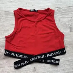 Bershka クロップド タンクトップ 赤 BREAK RULESのサムネイル